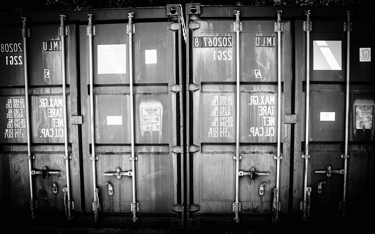 shipping container black container van grey